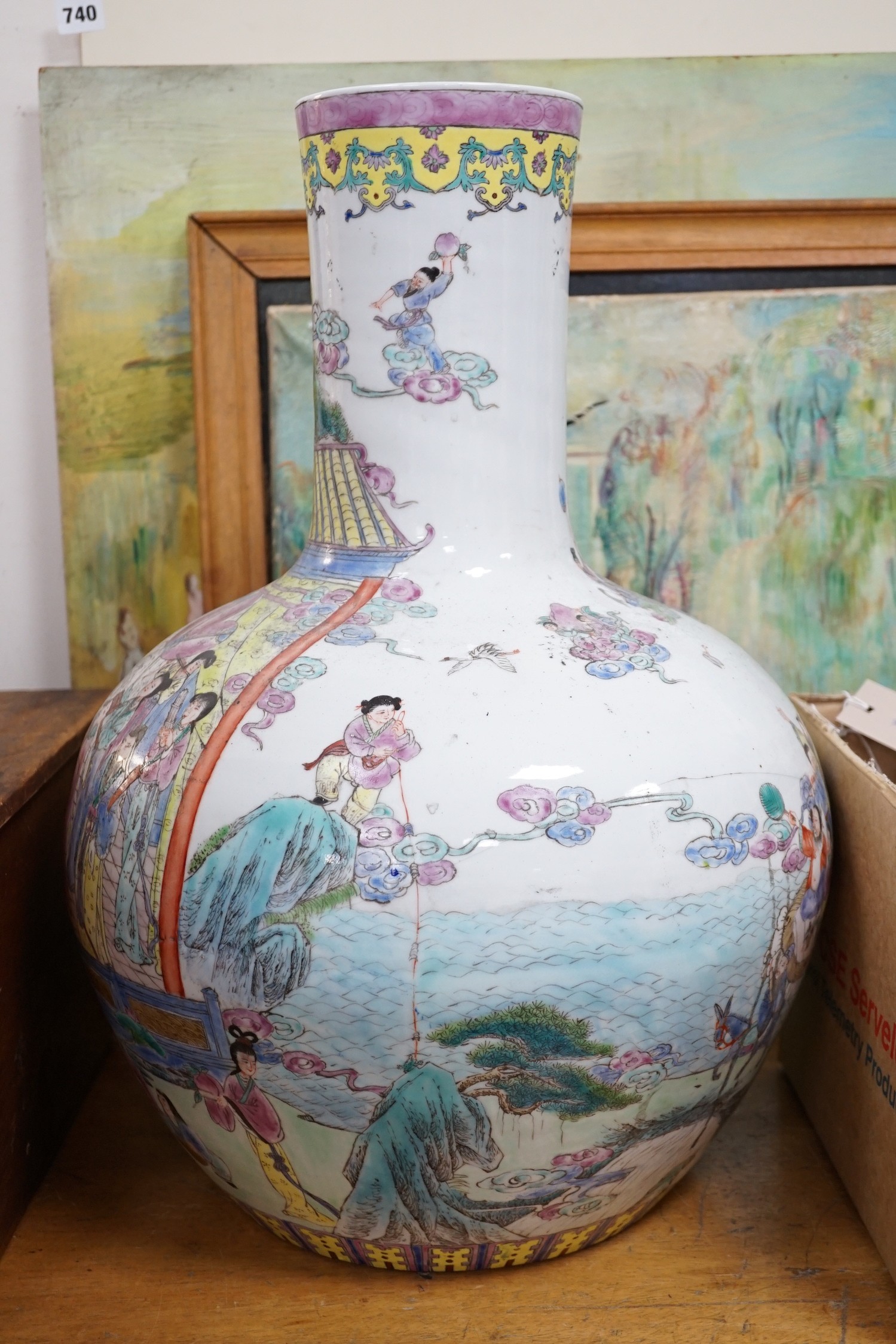 A large 20th century Chinese famille rose bottle vase, 53cm
